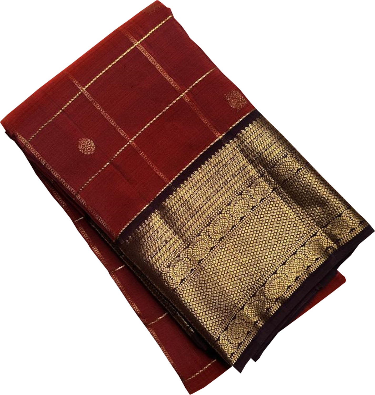 Maroon Handloom Kanjeevaram Pure Silk Saree - Luxurion World