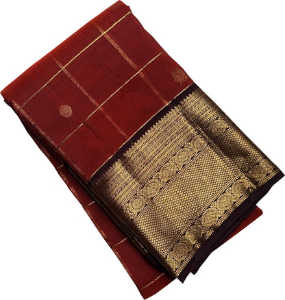Maroon Handloom Kanjeevaram Pure Silk Saree - Luxurion World