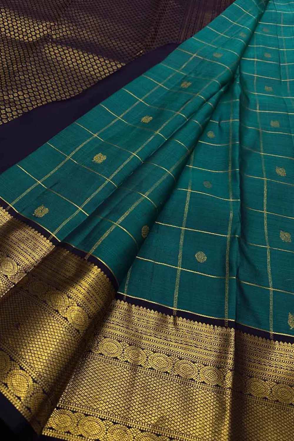 Blue Handloom Kanjeevaram Pure Silk Saree - Luxurion World