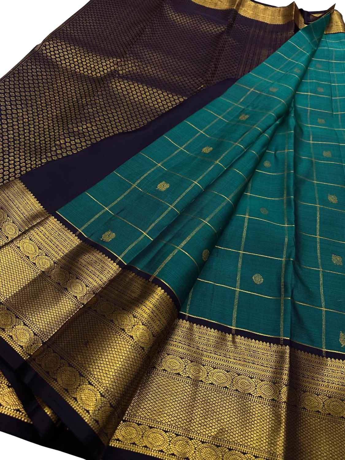 Blue Handloom Kanjeevaram Pure Silk Saree - Luxurion World