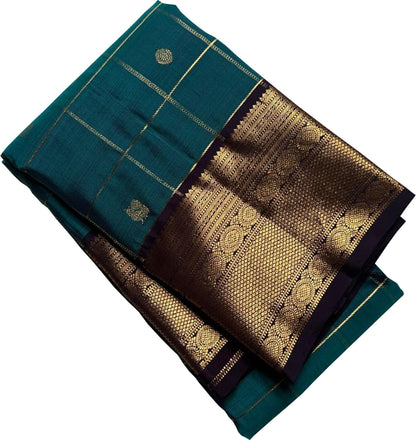 Blue Handloom Kanjeevaram Pure Silk Saree - Luxurion World
