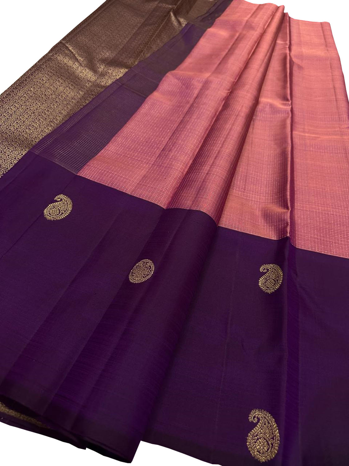 Exquisite Pink Handloom Kanjeevaram Pure Silk Saree - Luxurion World