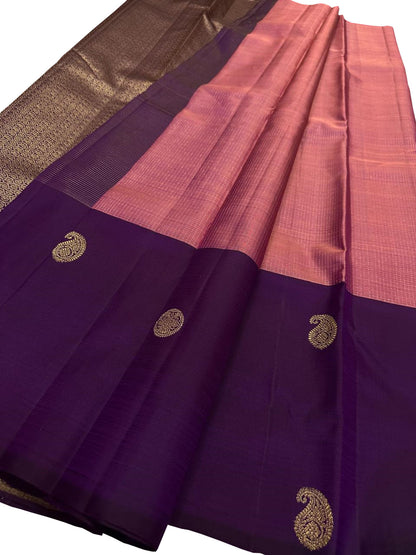 Exquisite Pink Handloom Kanjeevaram Pure Silk Saree - Luxurion World
