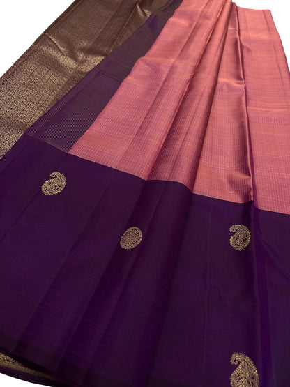 Exquisite Pink Handloom Kanjeevaram Pure Silk Saree - Luxurion World