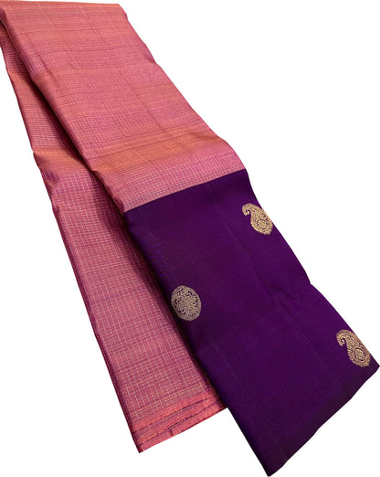 Exquisite Pink Handloom Kanjeevaram Pure Silk Saree - Luxurion World