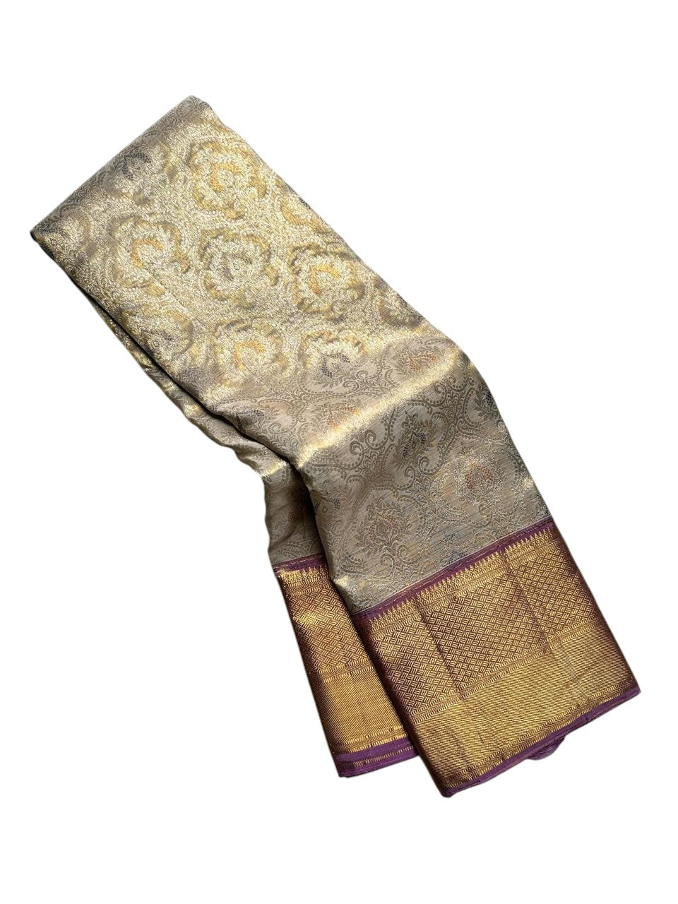 Exquisite Golden Handloom Kanjeevaram Silk Saree - Luxurion World