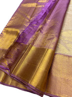 Exquisite Golden Handloom Kanjeevaram Silk Saree - Luxurion World