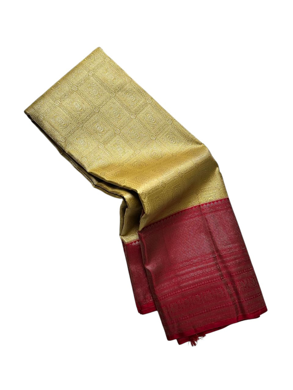 Exquisite Golden Kanjeevaram Silk Saree - Luxurion World
