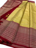 Exquisite Golden Kanjeevaram Silk Saree - Luxurion World