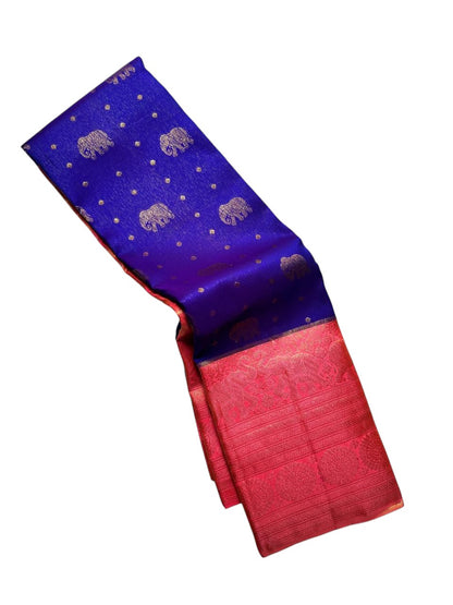 Exquisite Blue Handloom Kanjeevaram Silk Saree - Luxurion World