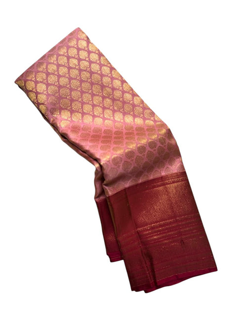 Exquisite Pink Handloom Kanjeevaram Silk Saree - Luxurion World