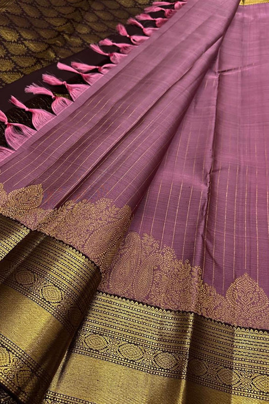 Exquisite Pink Handloom Kanjeevaram Silk Saree - Luxurion World