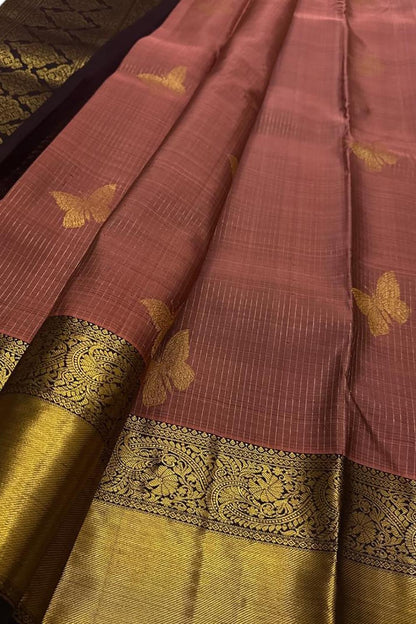 Exquisite Pink Handloom Kanjeevaram Silk Saree - Luxurion World