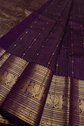 Exquisite Purple Handloom Kanjeevaram Pure Silk Saree - Luxurion World