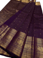 Exquisite Purple Handloom Kanjeevaram Pure Silk Saree - Luxurion World