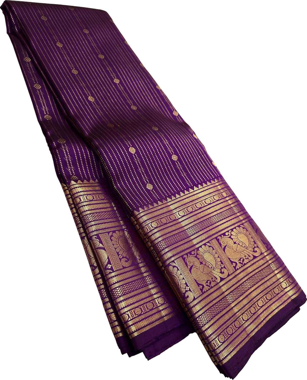 Exquisite Purple Handloom Kanjeevaram Pure Silk Saree - Luxurion World
