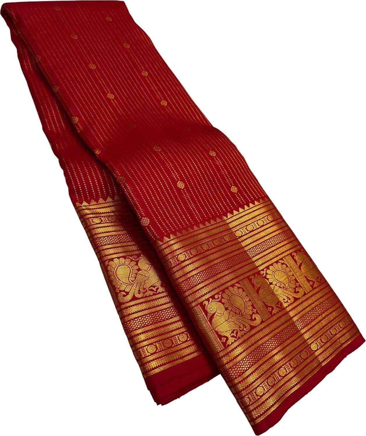 Exquisite Red Handloom Kanjeevaram Pure Silk Saree - Luxurion World