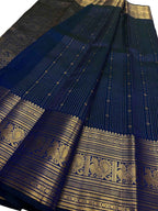Exquisite Blue Handloom Kanjeevaram Pure Silk Saree - Luxurion World