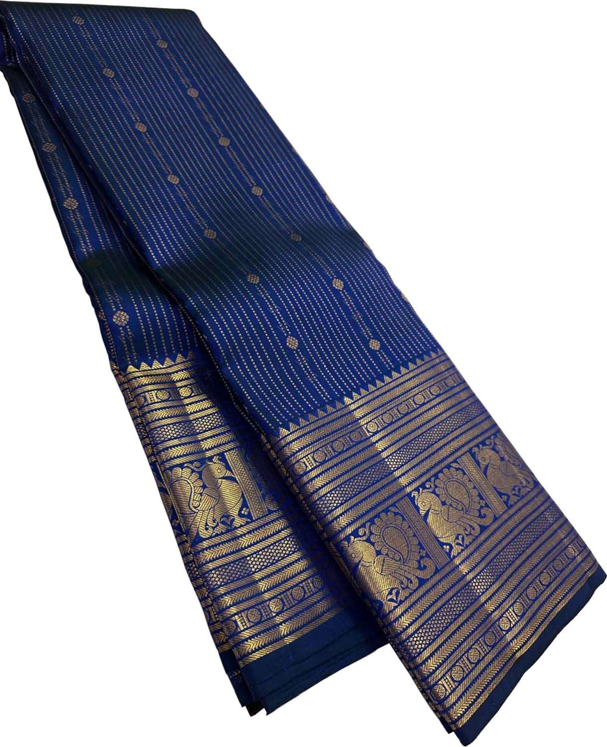 Exquisite Blue Handloom Kanjeevaram Pure Silk Saree - Luxurion World
