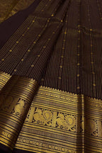 Brown Handloom Kanjeevaram Pure Silk Saree - Elegant and Luxurious - Luxurion World