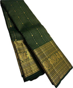 Green Handloom Kanjeevaram Pure Silk Saree - Elegant and Luxurious - Luxurion World