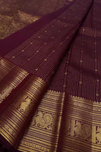 Maroon Handloom Kanjeevaram Pure Silk Saree - Luxurion World