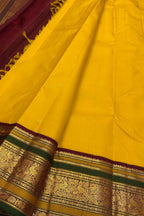 Golden Glow: Handloom Kanjeevaram Pure Silk Saree - Luxurion World