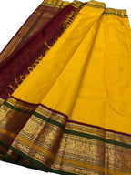 Golden Glow: Handloom Kanjeevaram Pure Silk Saree - Luxurion World