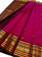 Exquisite Pink Handloom Kanjeevaram Pure Silk Saree - Luxurion World