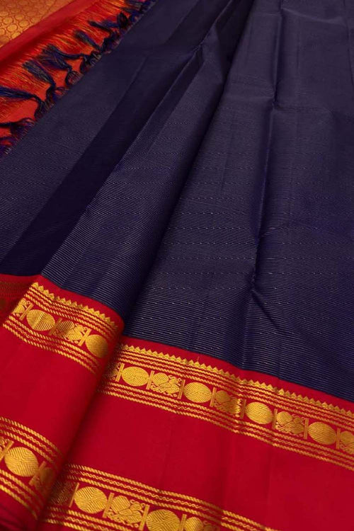 Blue Handloom Kanjeevaram Pure Silk Saree - Luxurion World