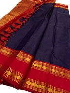 Blue Handloom Kanjeevaram Pure Silk Saree - Luxurion World
