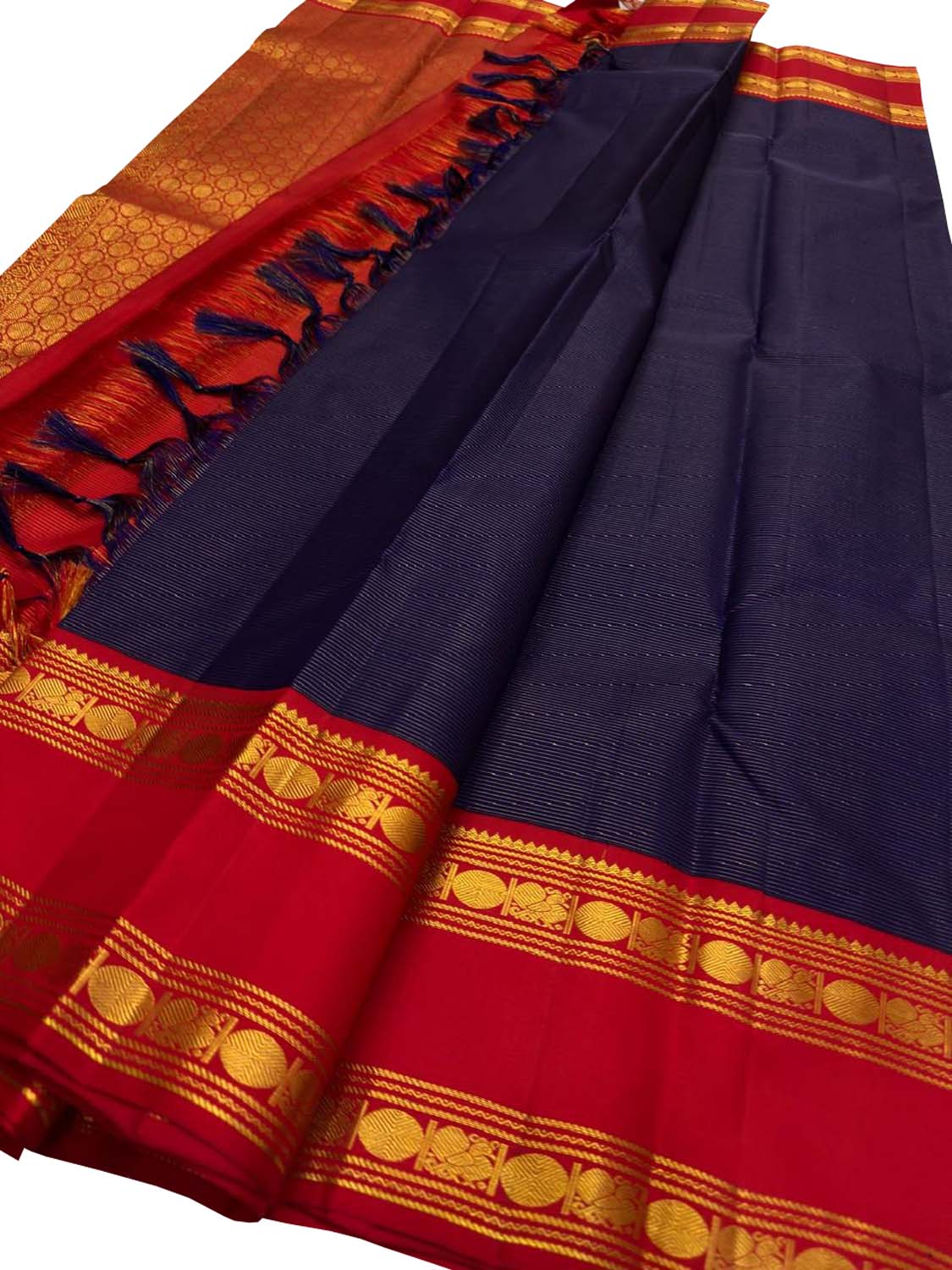 Blue Handloom Kanjeevaram Pure Silk Saree - Luxurion World