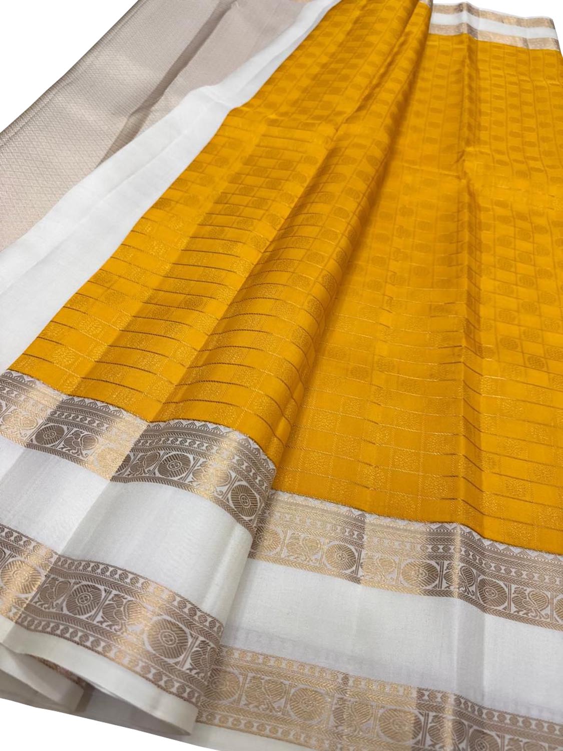 Yellow Pure Kanjeevaram Silk Handloom Saree