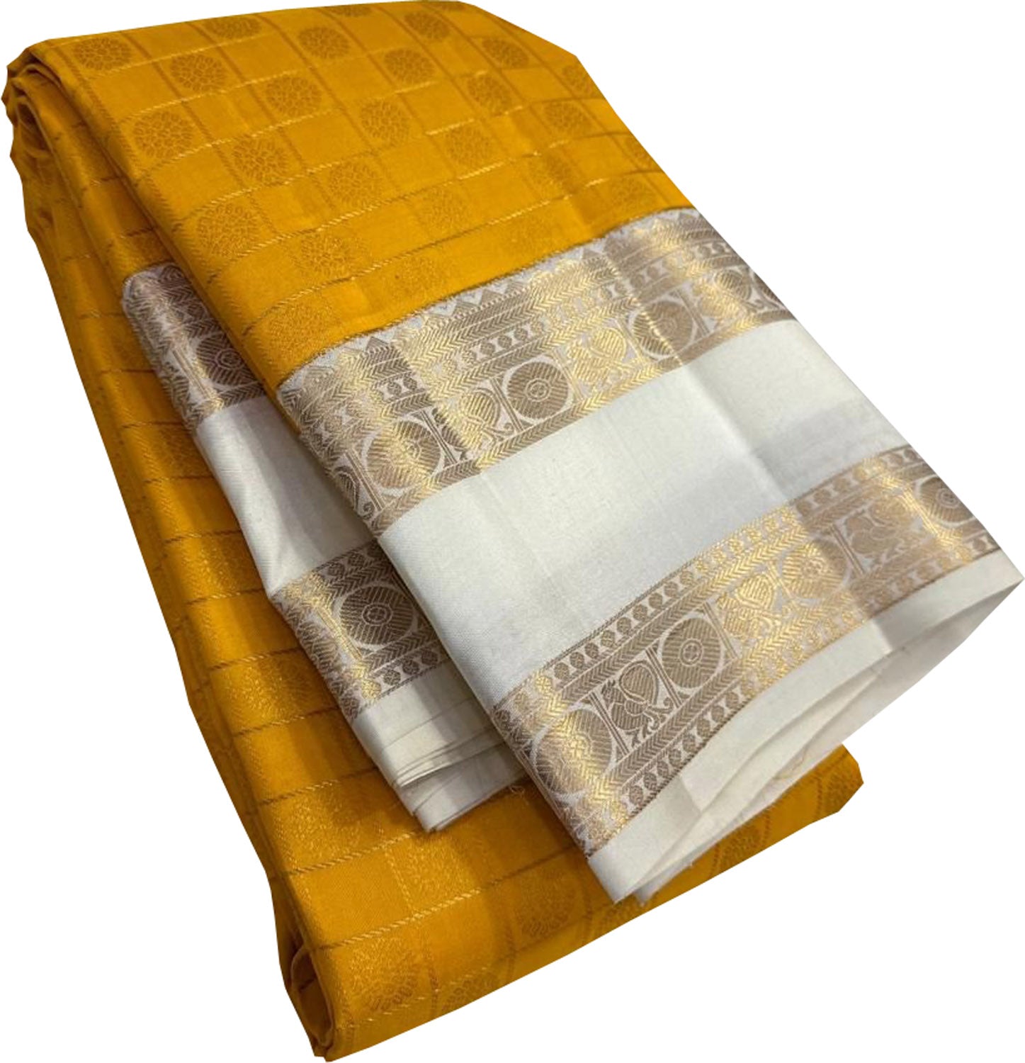Yellow Pure Kanjeevaram Silk Handloom Saree