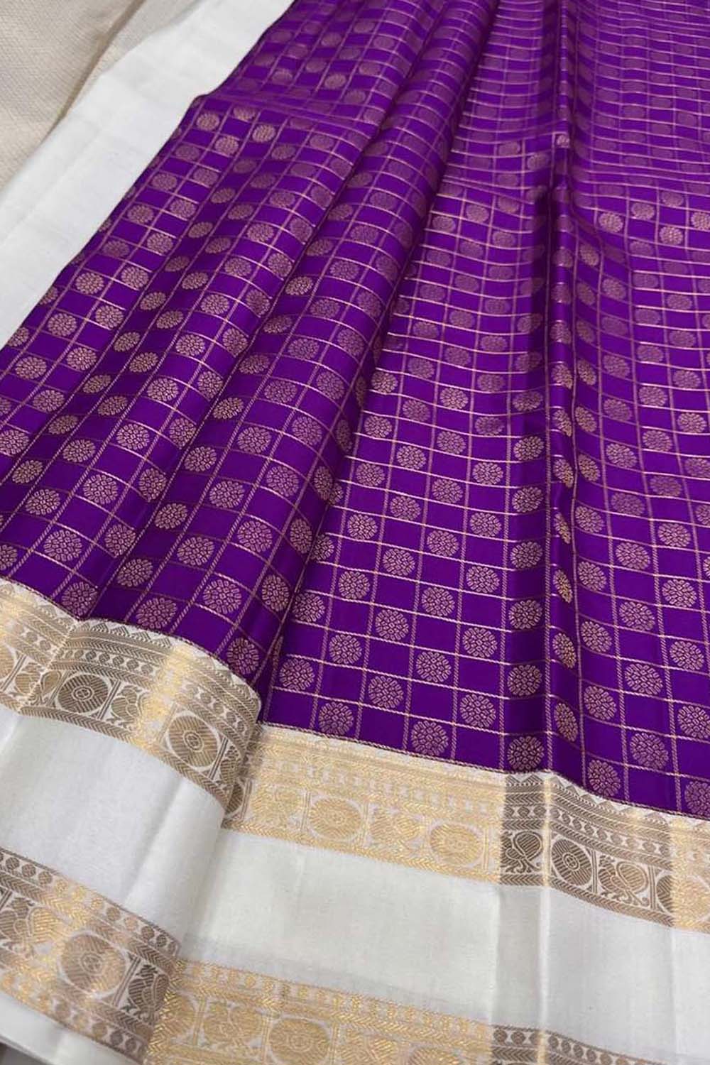Purple Pure Kanjeevaram Silk Handloom Saree