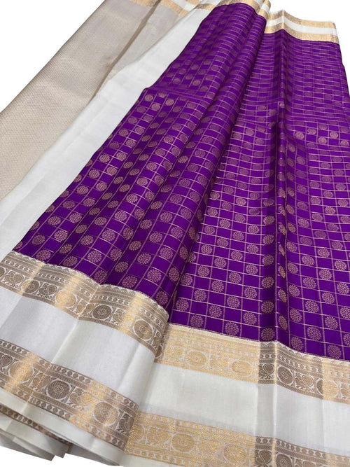 Purple Pure Kanjeevaram Silk Handloom Saree