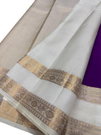 Purple Pure Kanjeevaram Silk Handloom Saree — Zari Weave, Regal Heirloom