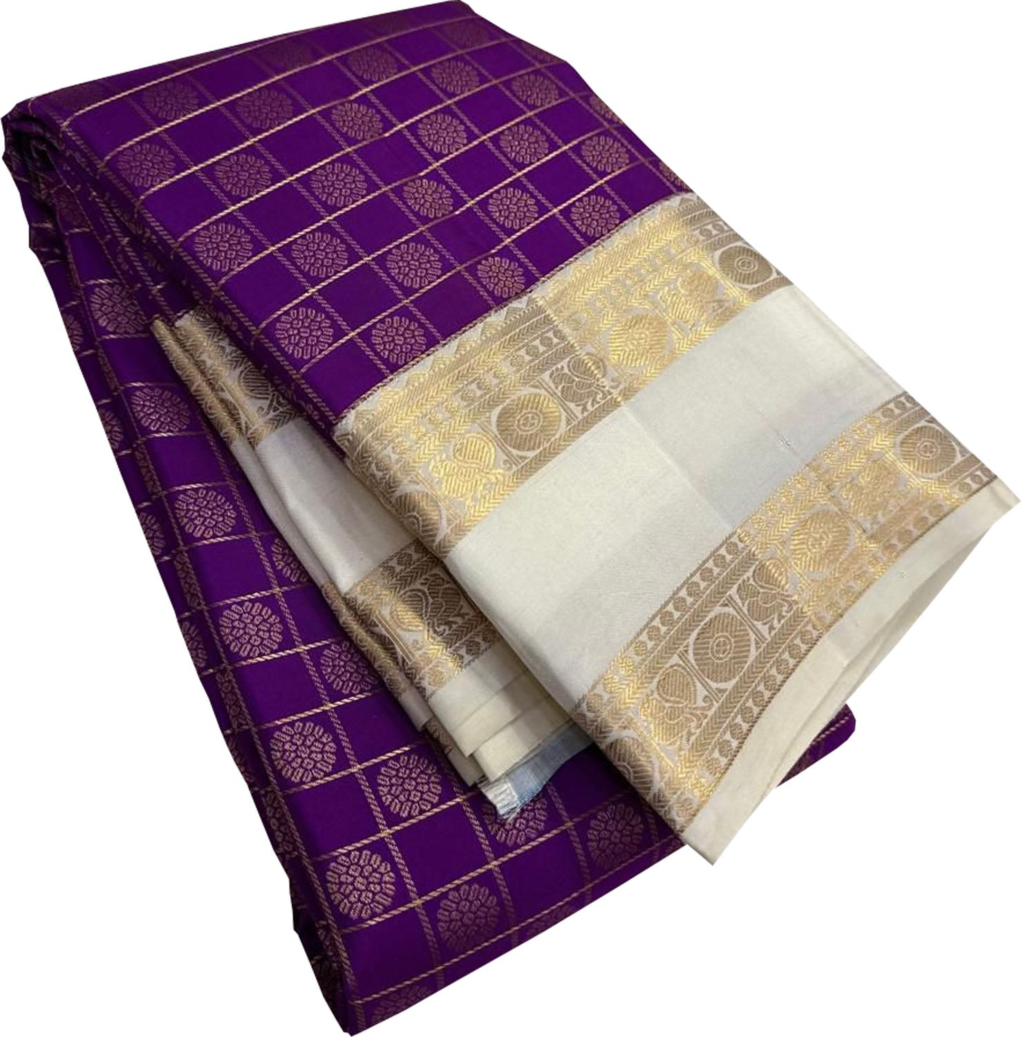Purple Pure Kanjeevaram Silk Handloom Saree