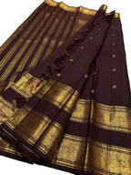 Brown Pure Kanjeevaram Silk Handloom Saree
