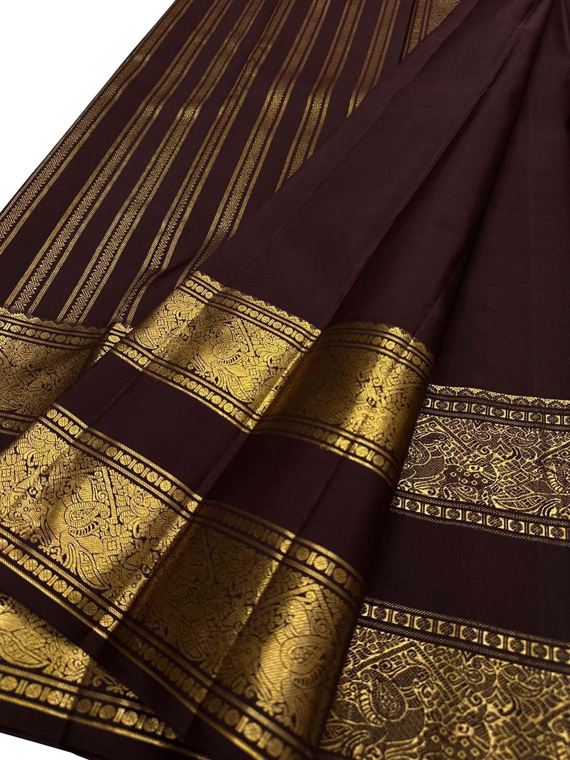 Brown Pure Kanjeevaram Silk Handloom Saree