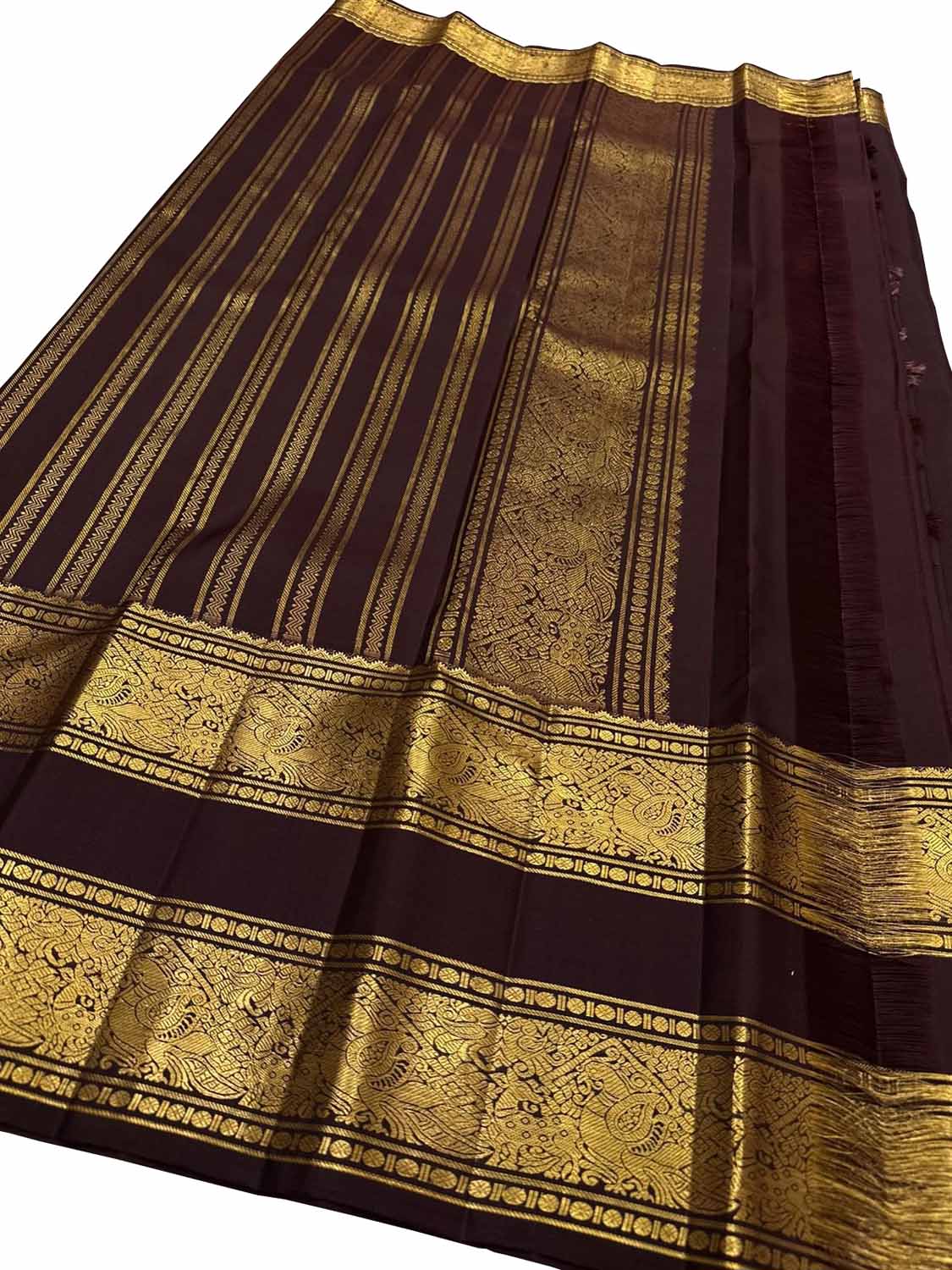Brown Pure Kanjeevaram Silk Handloom Saree
