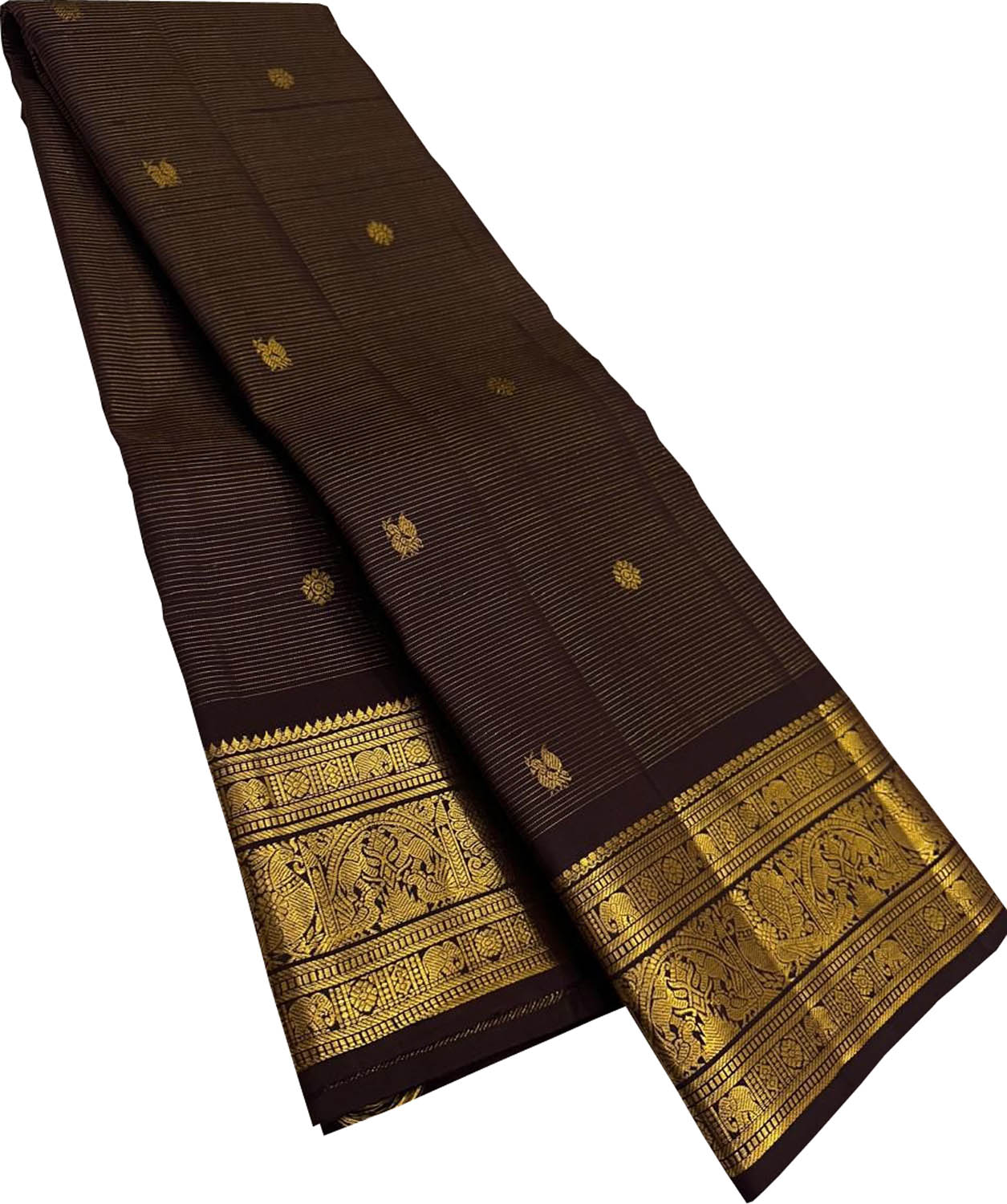 Brown Pure Kanjeevaram Silk Handloom Saree