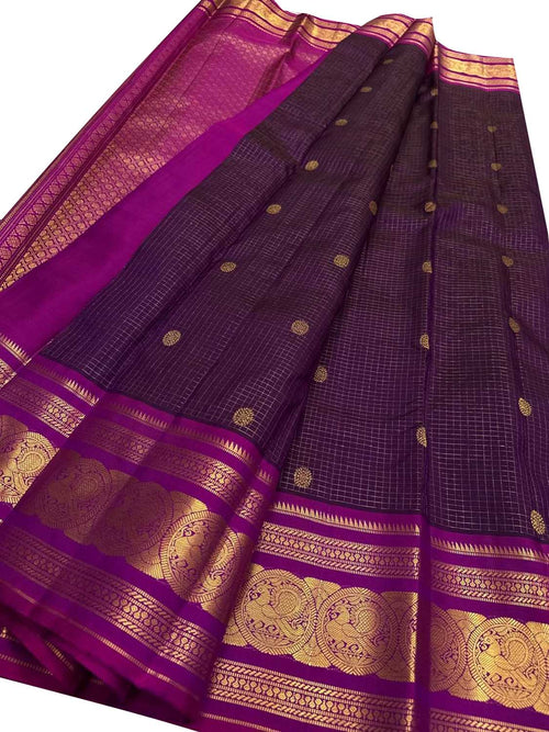 Purple Handloom Kanjeevaram Pure Silk Saree