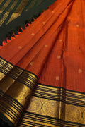 Orange Handloom Kanjeevaram Pure Silk Saree