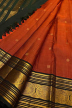 Orange Handloom Kanjeevaram Pure Silk Saree
