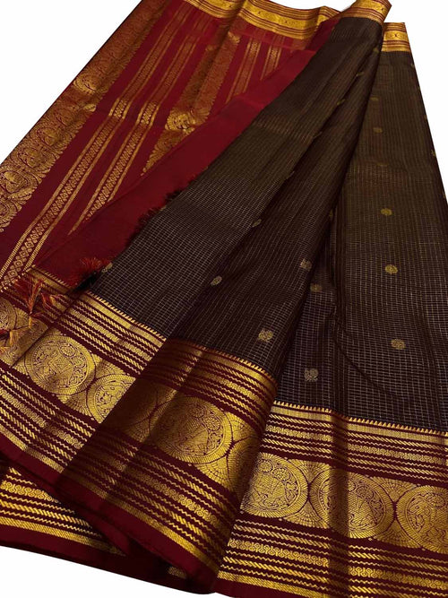 Maroon Handloom Kanjeevaram Pure Silk Saree