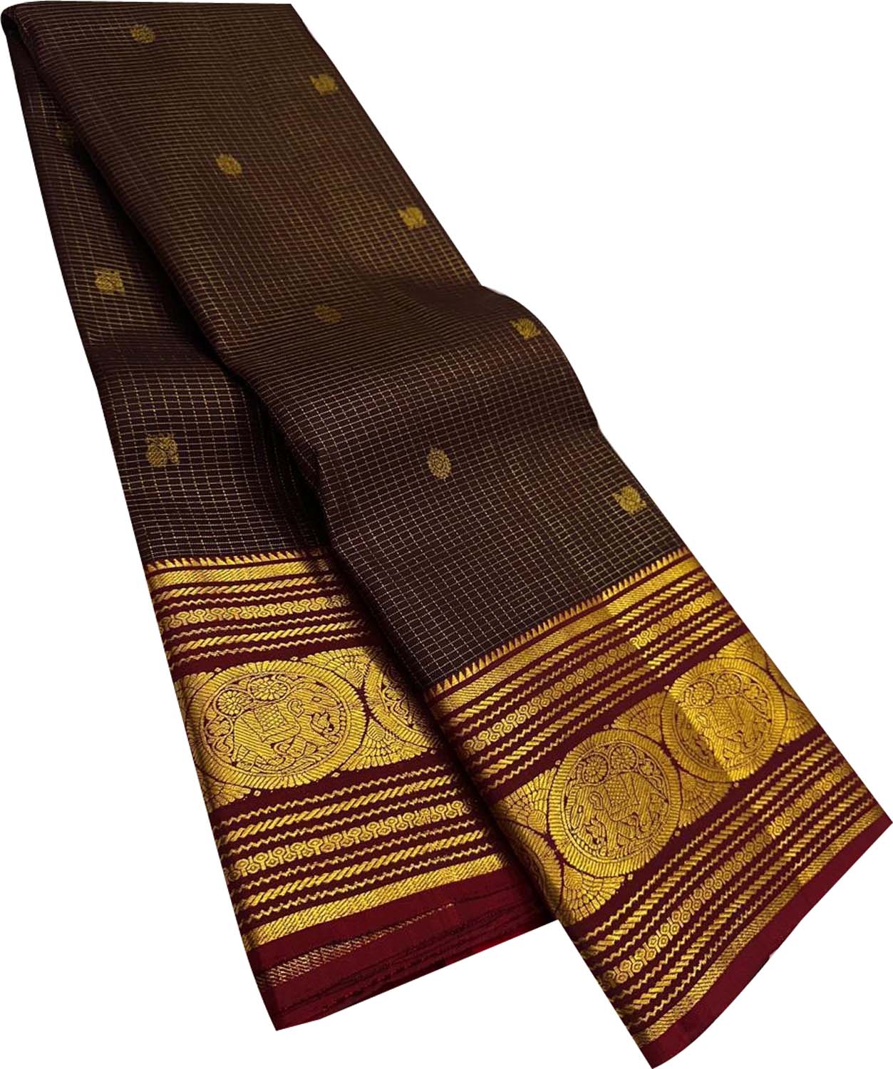Maroon Handloom Kanjeevaram Pure Silk Saree