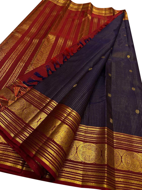 Blue Handloom Kanjeevaram Pure Silk Saree