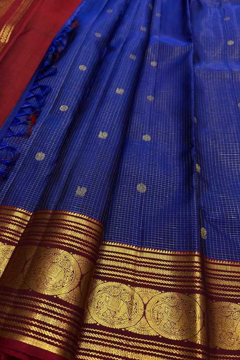 Blue Handloom Kanjeevaram Pure Silk Saree