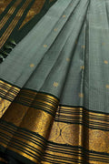 Grey Handloom Kanjeevaram Pure Silk Saree